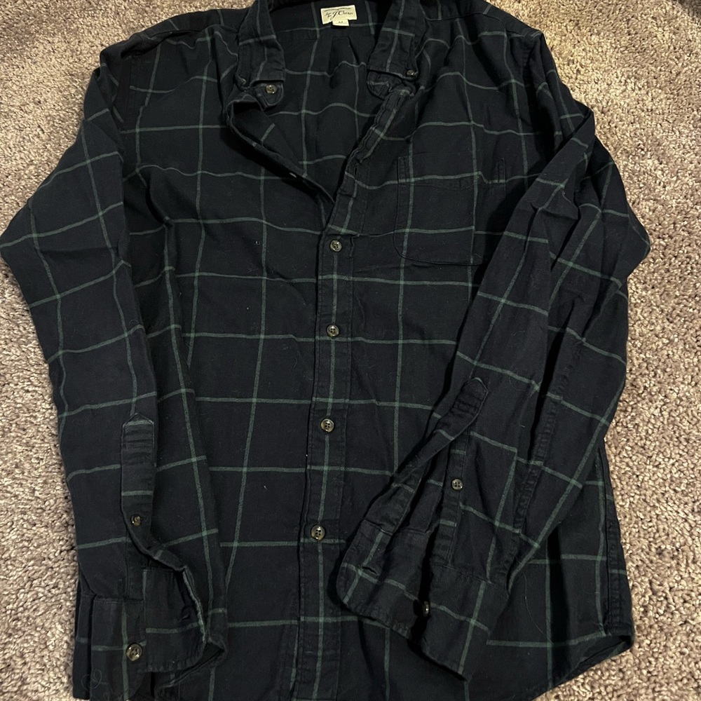 J. Crew Black and Green Plaid Shirt
